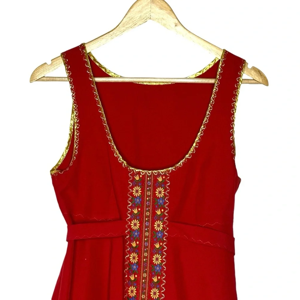 Vintage 60’s Red Embroidered Mini Dress app small